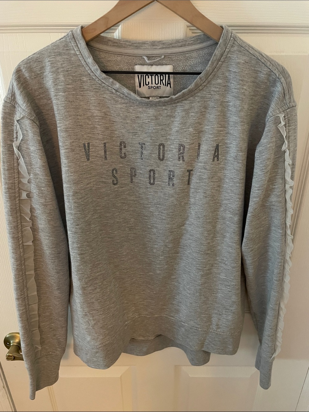 Victoria’s Secret Gray Crewneck Sweatshirt, with “Victoria Sport” logo, M